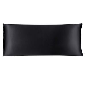 Satin Body Pillowcase Silky Long Pillowcase, Snow Black 20"x48"
